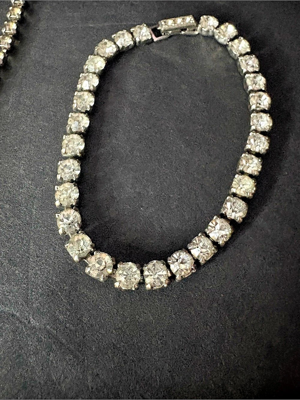 Vintage Kramer of New York Sterling Silver Clear Rhinestone 7” Tennis Bracelet